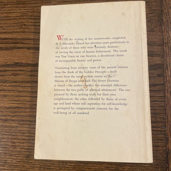 The Voice Of Silence by H. P. Blavatsky Theosophical Publishing Verbatim Repro - Picture 5 of 11